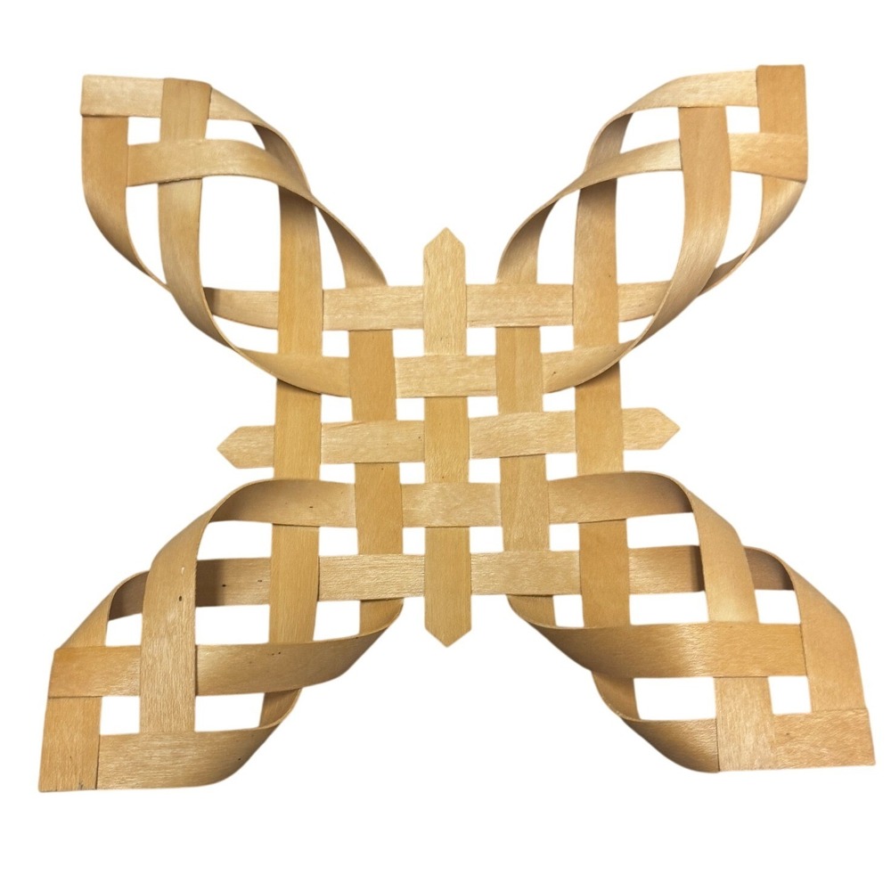 Vintage Woven Wood Butterfly Wall Scandinavian Style Natural Birch Slats 9"